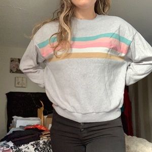American Eagle Outfitters Sweaters - Grey w/ Colourful Stripes Sweatshirt American Eagle Outfitters Sweaters - Grey w/ Colourful Stripes Sweatshirt